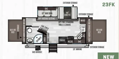 Forest River Flagstaff Shamrock 23FK floor plan