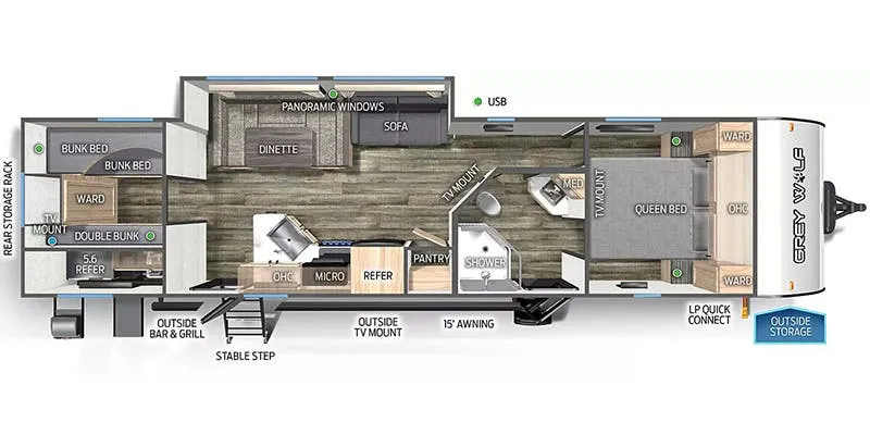 2024 Forest River Cherokee Grey Wolf 29TE floor plan