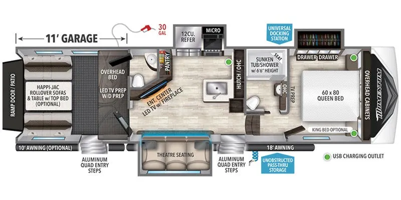 2023 Grand Design Momentum G-Class 320G - Floor plan