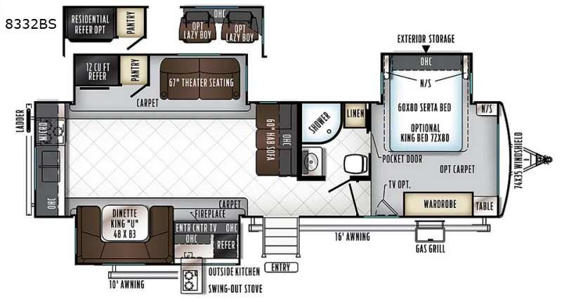 2018 Forest River Rockwood Signature Ultra Lite 8332BS - Floor plan