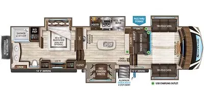 2021 Grand Design Influence 382WBR - Floor plan