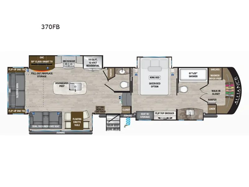 2024 Alliance RV Paradigm 370FB floor plan