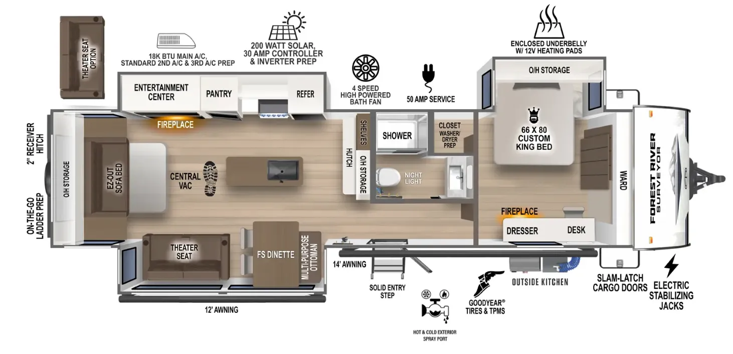 2026 Forest River Grand Surveyor 305RLBS - Floor plan