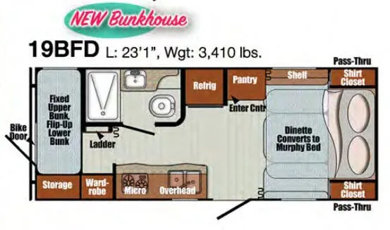 Gulf Stream Vintage Cruiser 19BFD floor plan