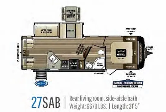 2018 Keystone Cougar Half-Ton 27SAB - Floor plan