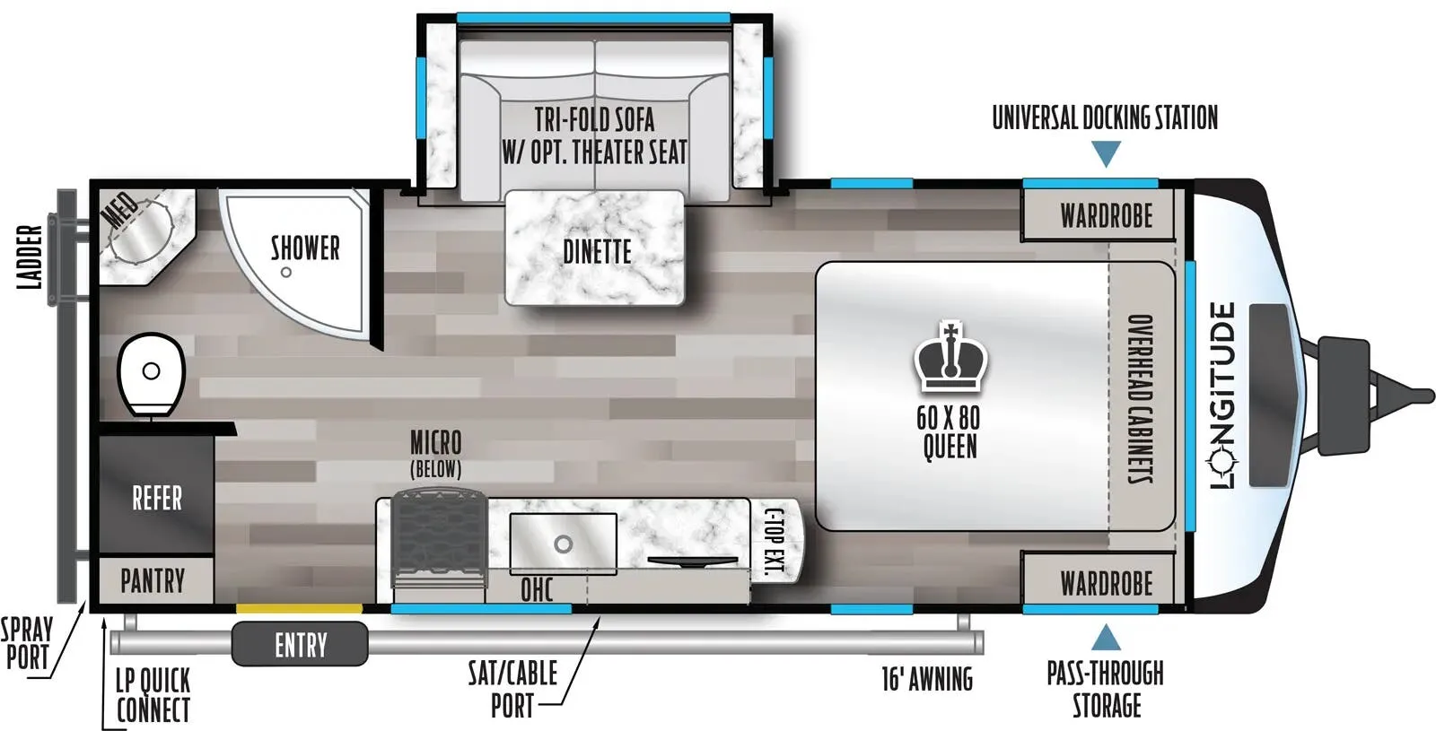 2025 East to West Longitude 185RB - Floor plan