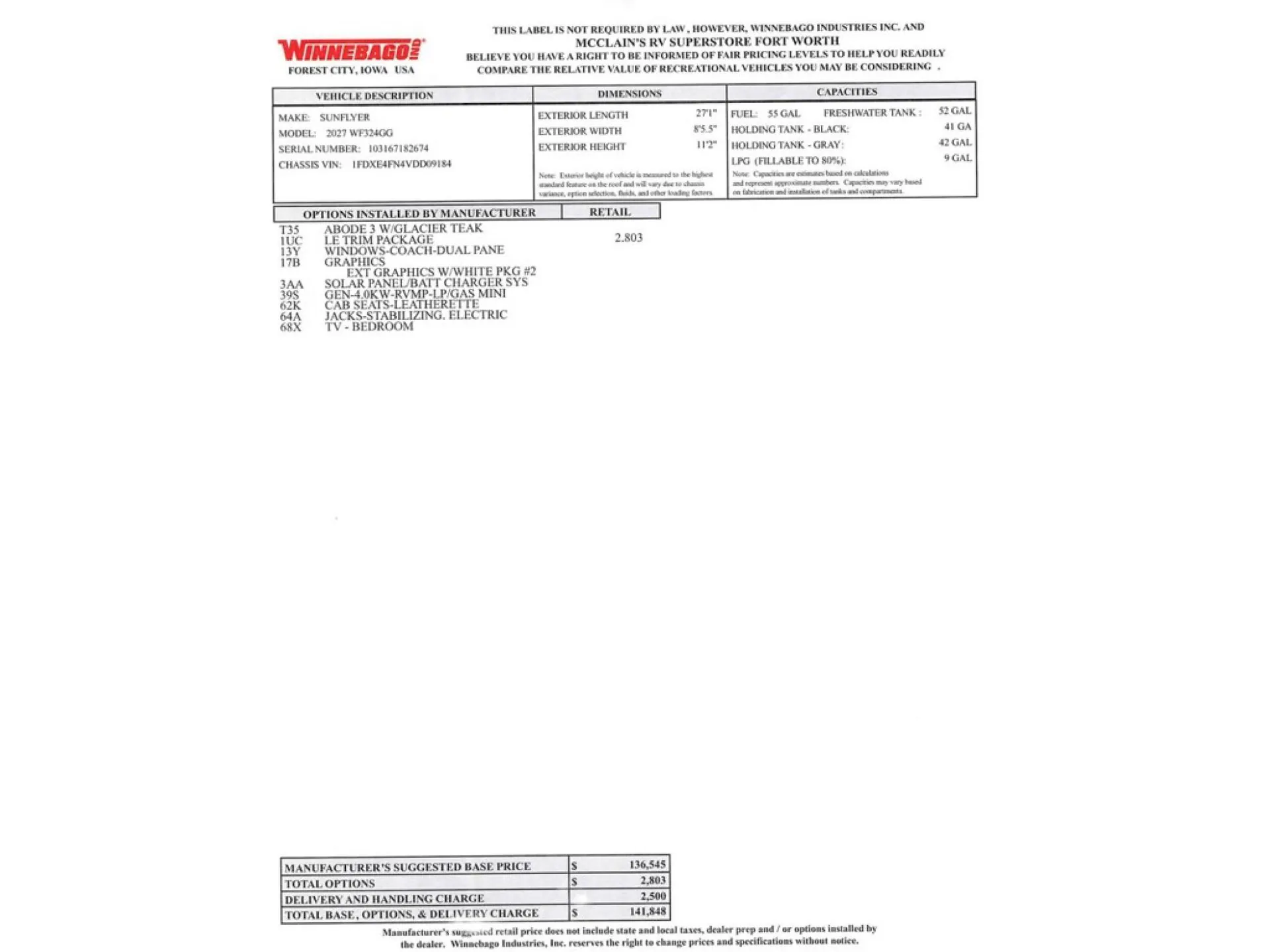 2027 Winnebago Sunflyer 24GG - Photo 4
