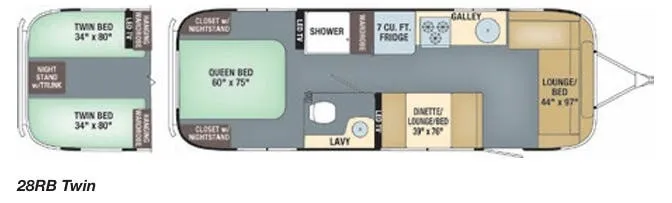 Airstream International Serenity 28RB TWIN floor plan