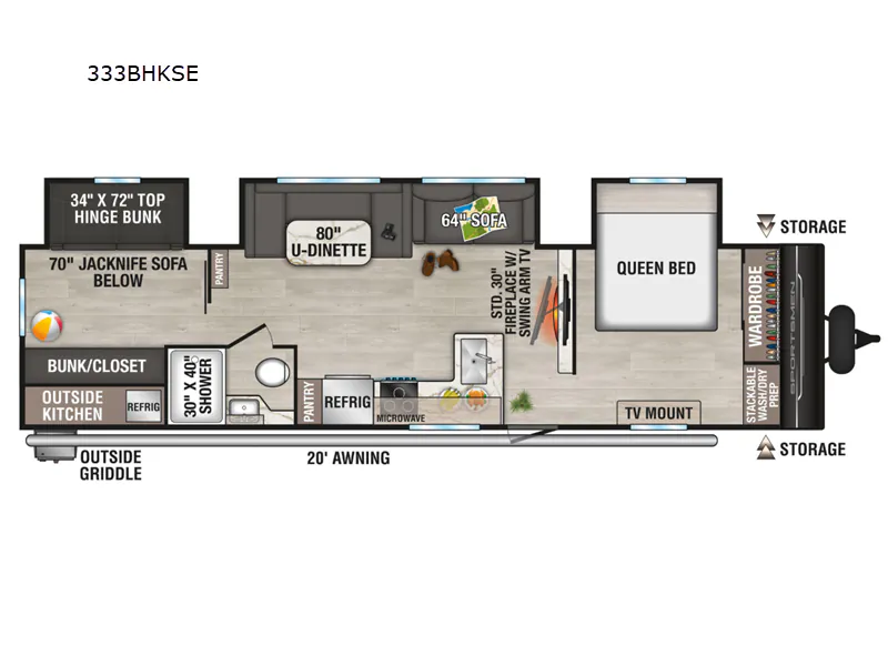 2026 K-Z Sportsmen SE 333BHKSE - Floor plan