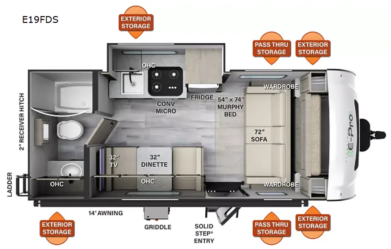 2023 Forest River Flagstaff E-Pro 19FDS - Floor plan
