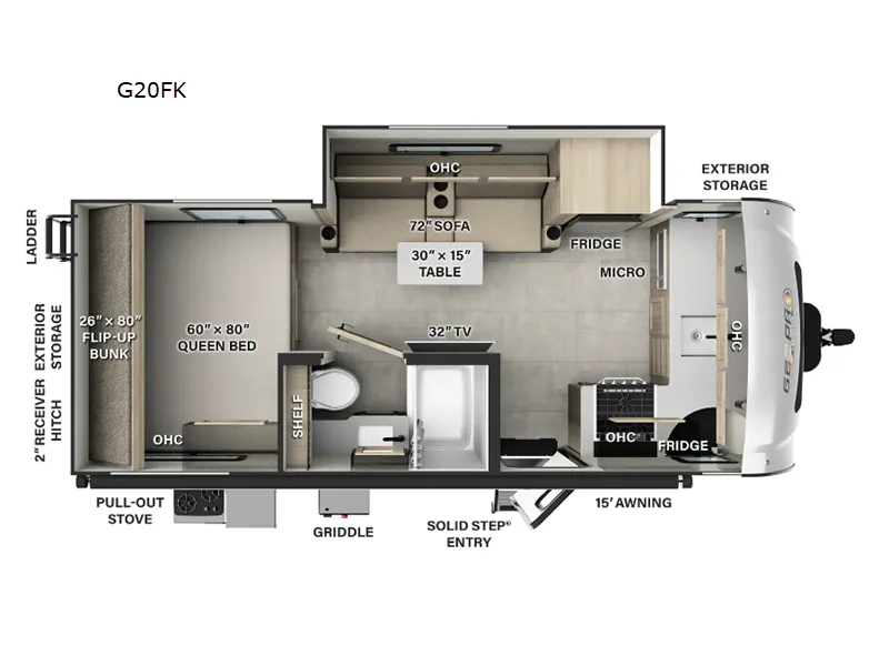 2025 Forest River Rockwood Geo Pro G20FK - Floor plan