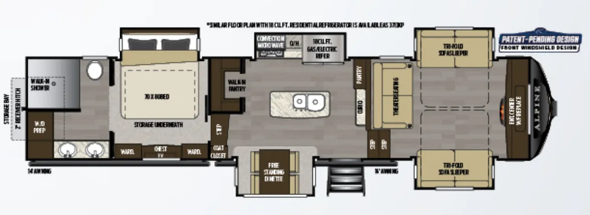 Keystone Alpine 3713KB floor plan