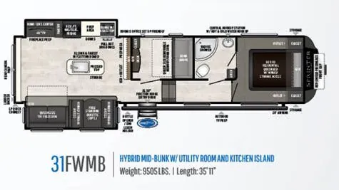 Keystone Sprinter Campfire 31FWMB floor plan