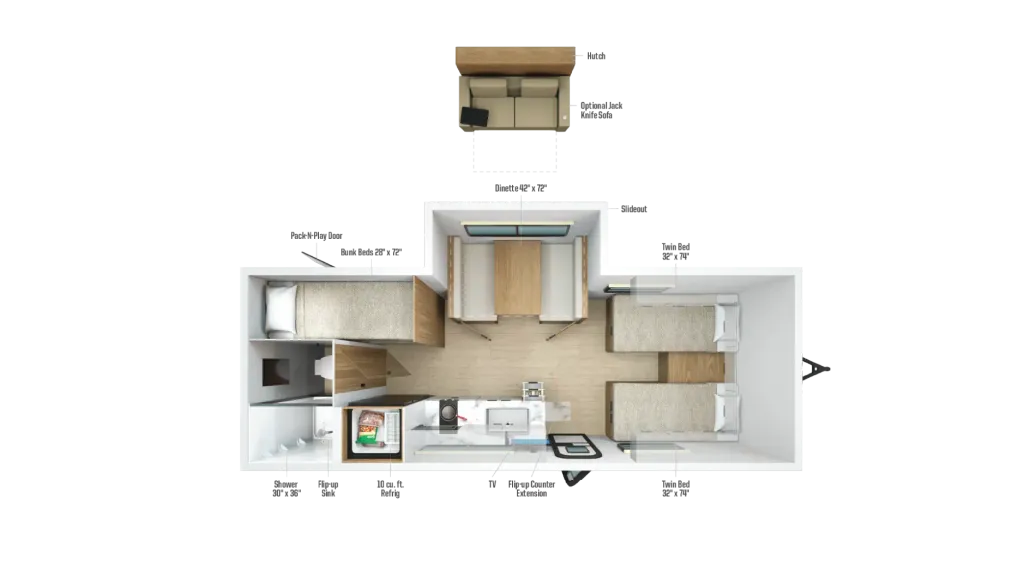 2026 Winnebago Micro Minnie 2200TBH floor plan
