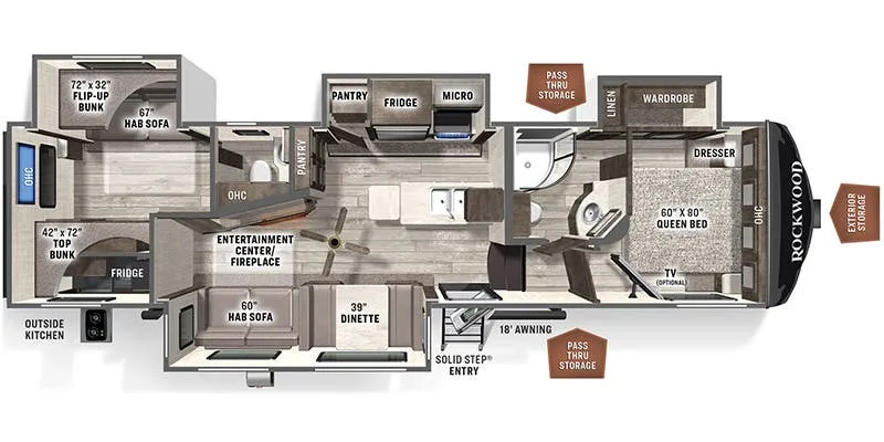 Forest River Rockwood Ultra Lite 2892RB floor plan