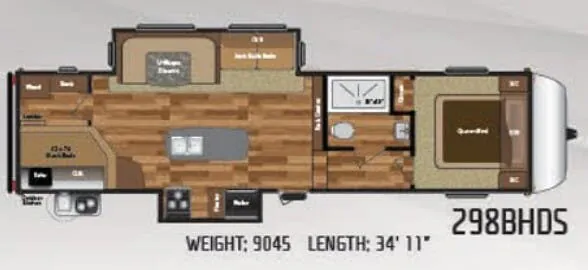 Keystone Hideout 298BHDS floor plan
