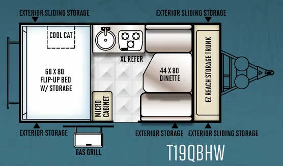 2016 Forest River Flagstaff Hard Side T19QBHW - Floor plan