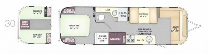 Airstream Flying Cloud 30 floor plan