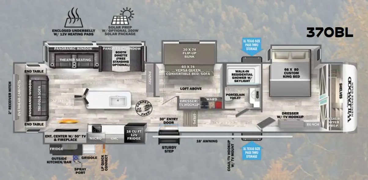 Forest River Wildwood Heritage Glen 370BL floor plan