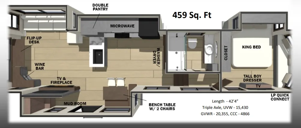 2026 Forest River Cedar Creek Cottage 412FWC - Floor plan