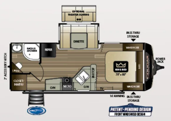 Keystone Cougar Half-Ton 22RBS floor plan