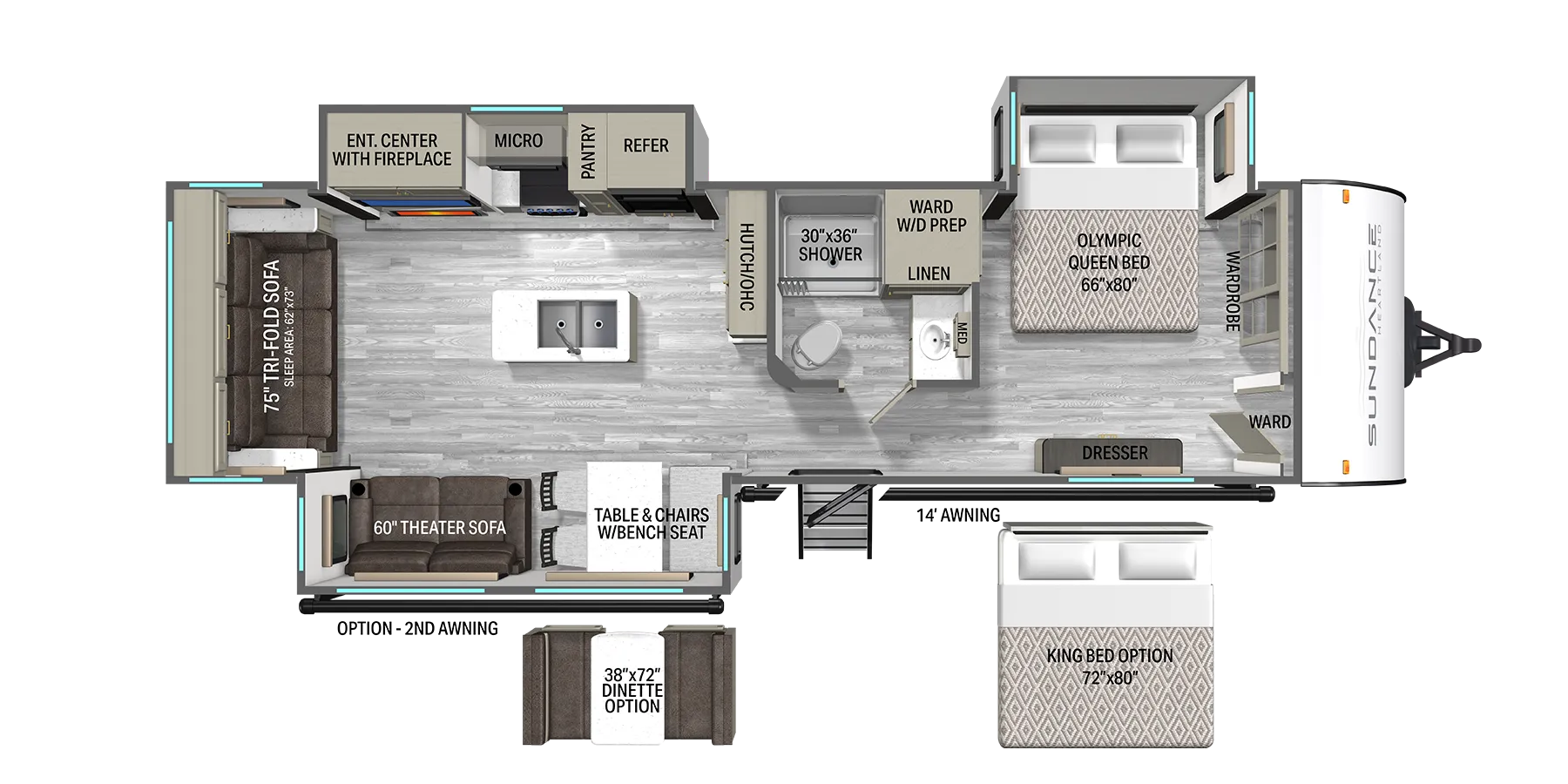 Heartland Sundance Ultra-Lite 29RLBS floor plan