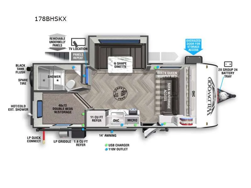 2022 Forest River Wildwood FSX 178BHSK - Floor plan