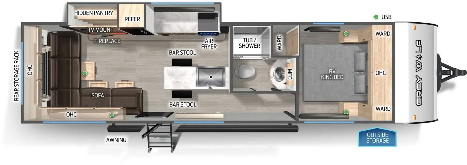Forest River Cherokee Grey Wolf 27LH floor plan