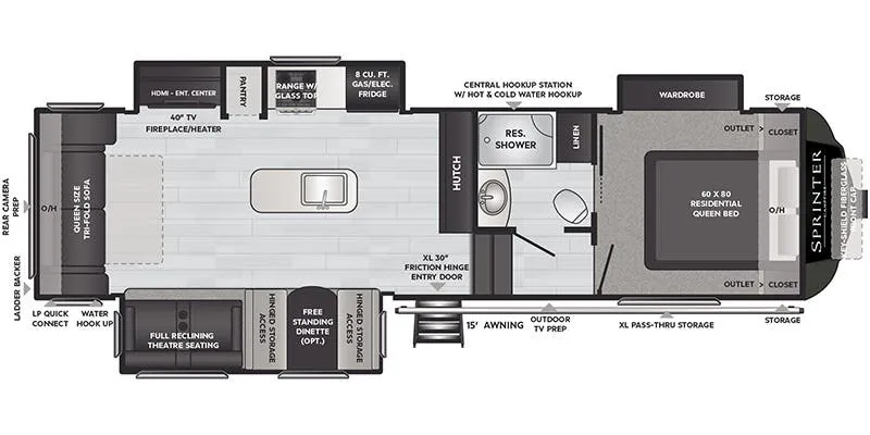 Keystone Sprinter Campfire 30RL floor plan