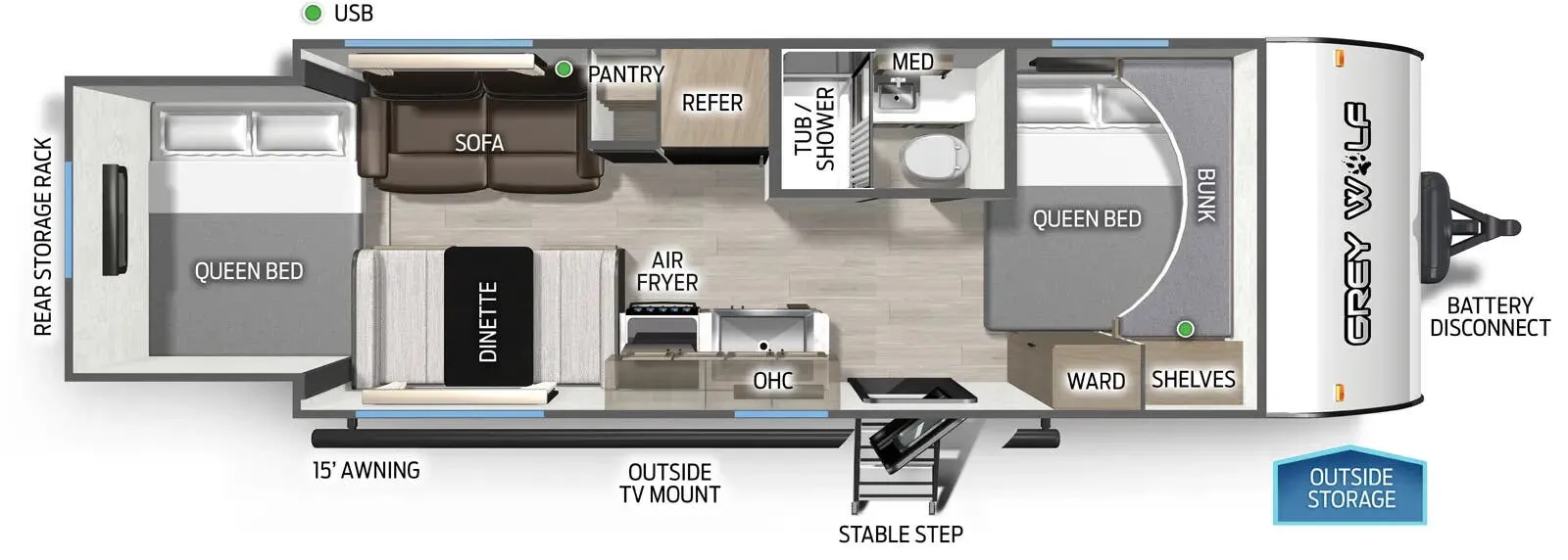 2026 Forest River Cherokee Grey Wolf Black Label 19SMBL - Floor plan