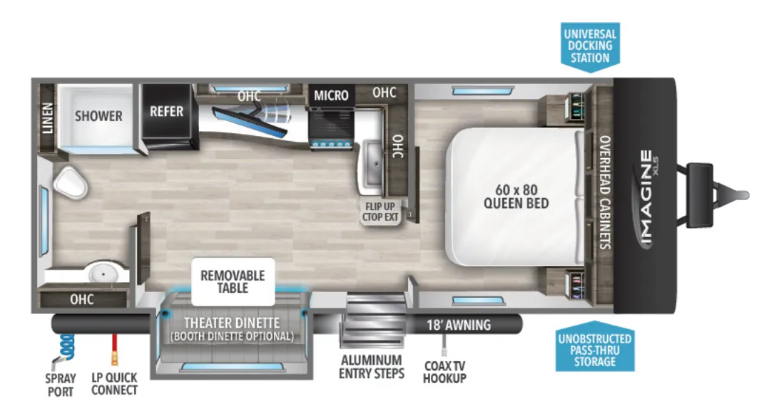 2023 Grand Design Imagine XLS 22RBE - Floor plan
