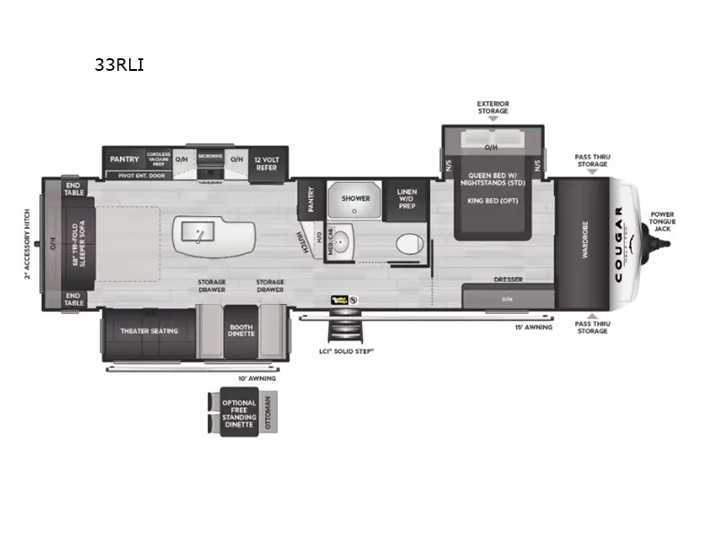 2024 Keystone Cougar Half Ton 33RLI - Floor plan