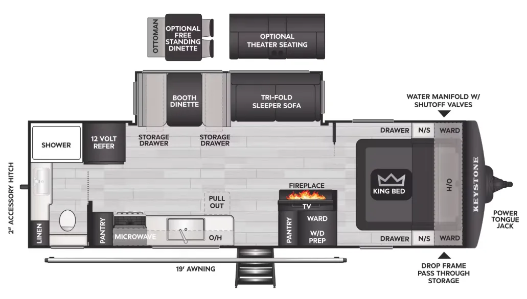 Keystone Cougar Western Elevation 26LBWE floor plan