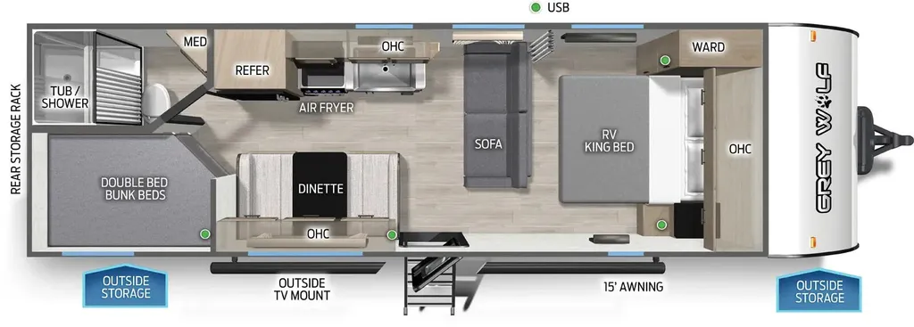 2026 Forest River Cherokee Grey Wolf Black Label 26DJSEBL floor plan