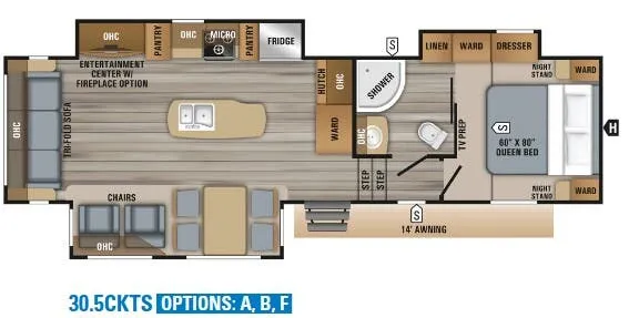 2018 Jayco Eagle HT 30.5CKTS - Floor plan