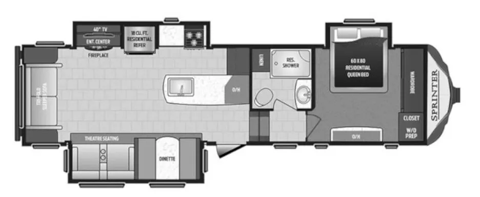 2017 Keystone Sprinter 298FWRLS - Floor plan