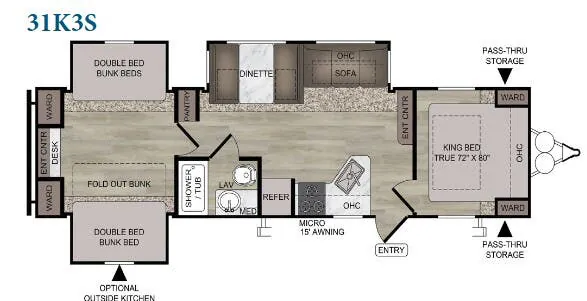 East to West Silver Lake 31K3S floor plan