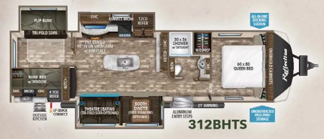 Grand Design Reflection 312BHTS floor plan