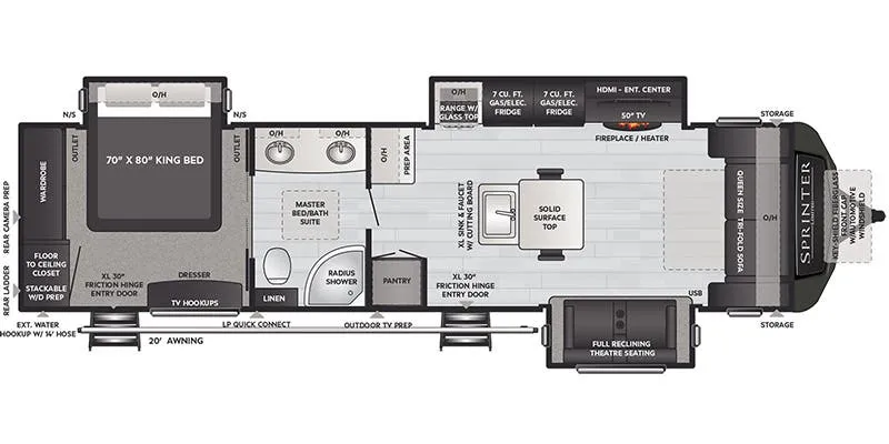 2019 Keystone Sprinter Limited 330KBS - Floor plan