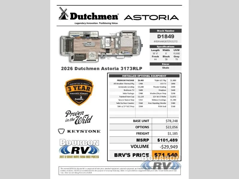 2026 Dutchmen Astoria 3173RLP - Photo 4