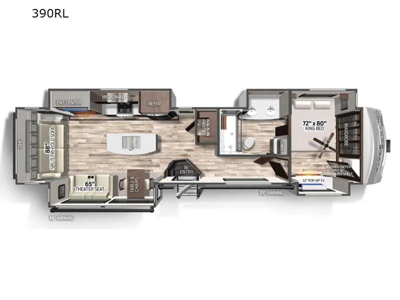 2021 Forest River River Ranch 390RL - Floor plan