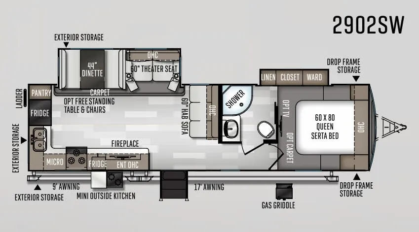 Forest River Rockwood Ultra Lite 2902SW floor plan