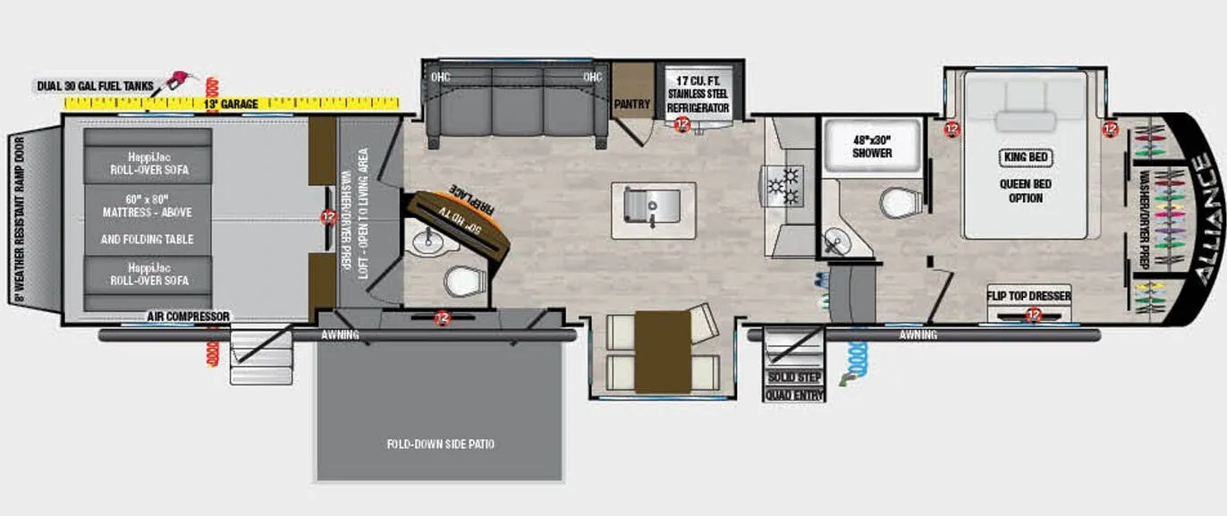 Alliance RV Valor 42V13 floor plan