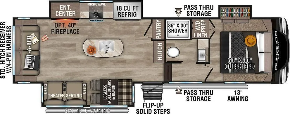 K-Z Durango Half-Ton D283RLT floor plan
