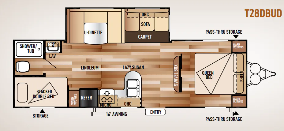 Forest River Wildwood 28DBUD floor plan