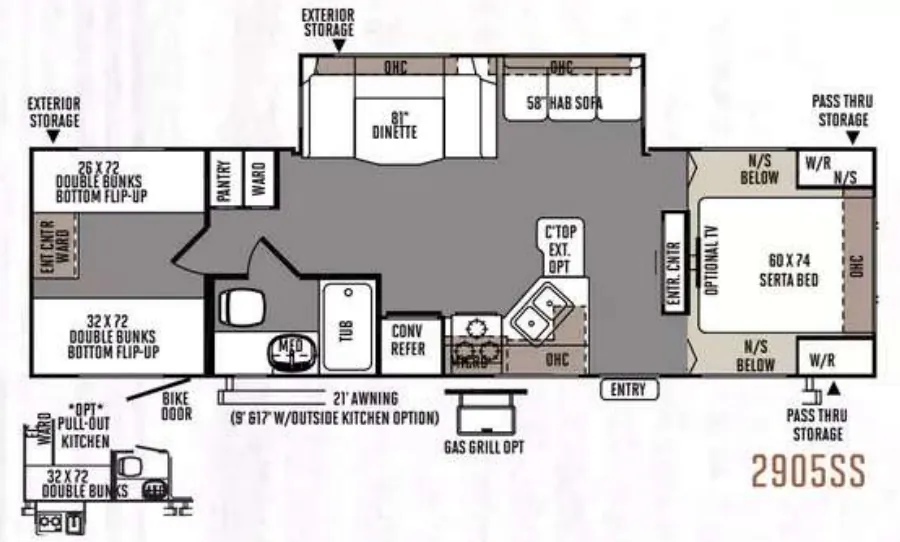 Forest River Rockwood Ultra Lite 2905SS floor plan
