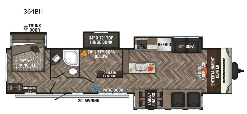 2020 K-Z Sportsmen Destination 364BH - Floor plan