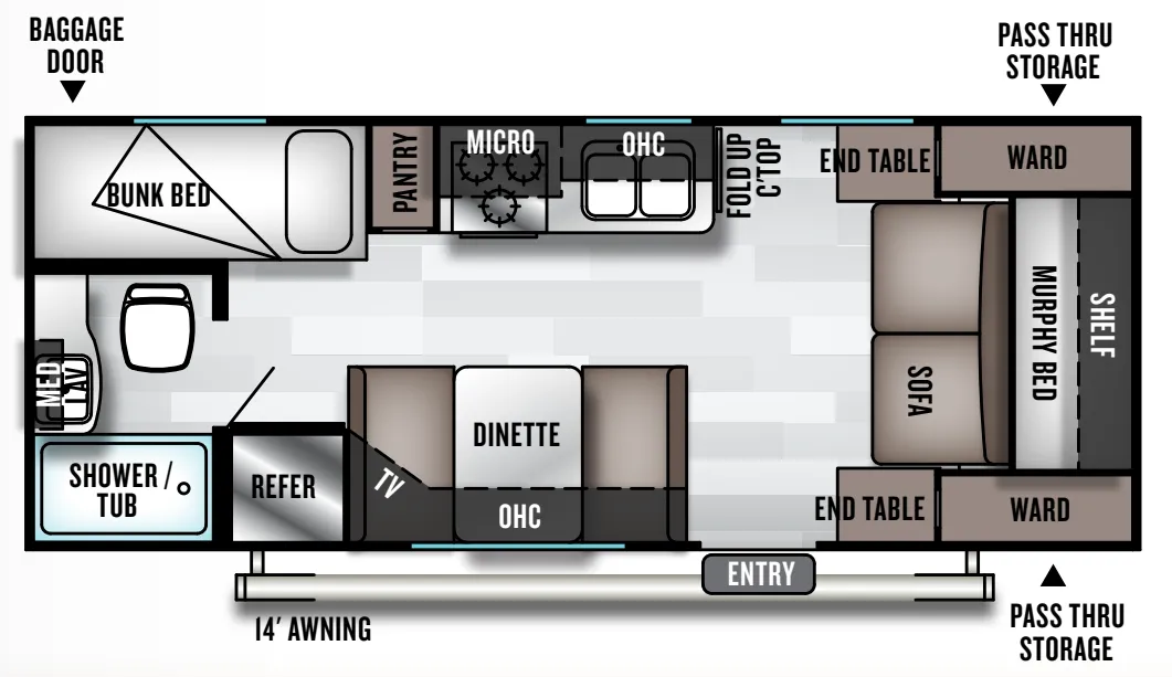 Forest River Salem Cruise Lite 201BHXL floor plan