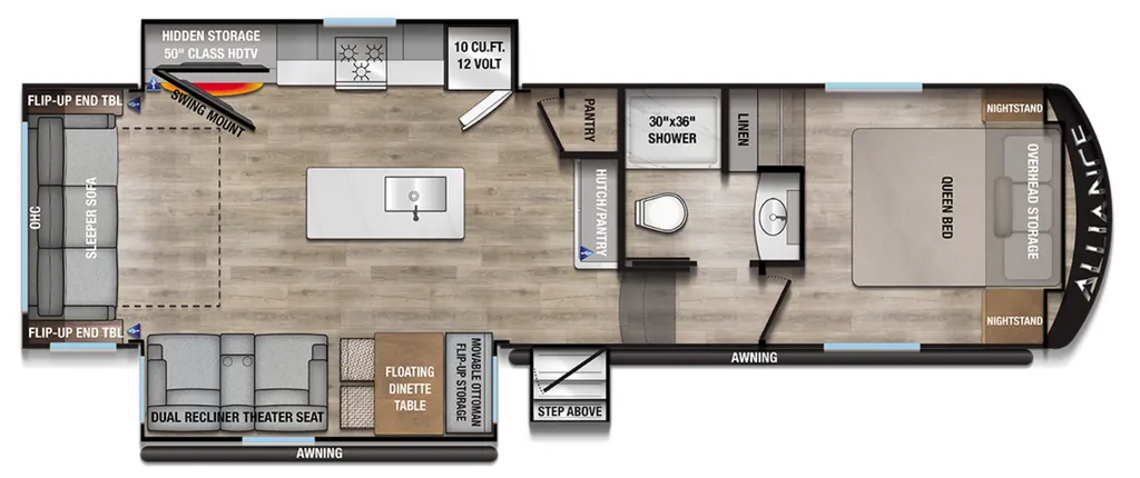 2026 Alliance RV Avenue 29RL floor plan