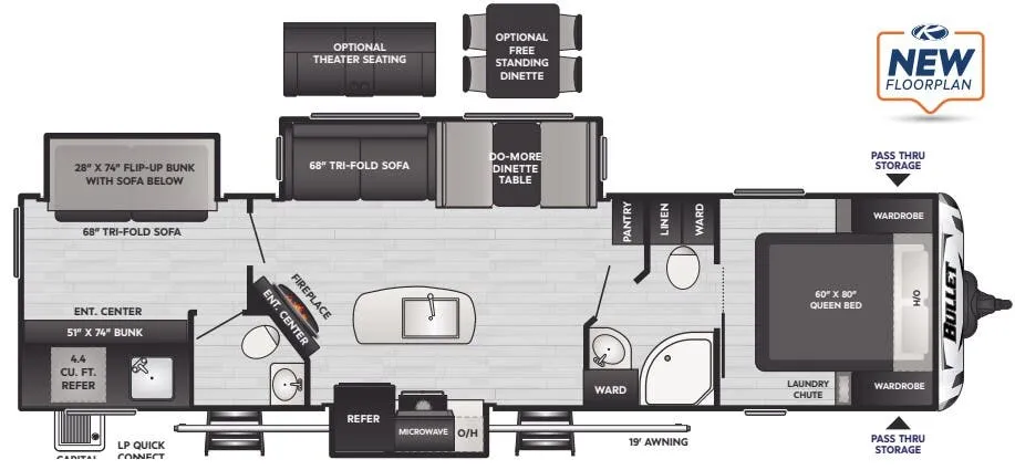 Keystone Bullet Premium 330BKQ floor plan